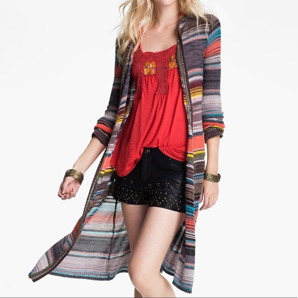 Free People Sweaters - Free people serape striped hooded duster cardigan